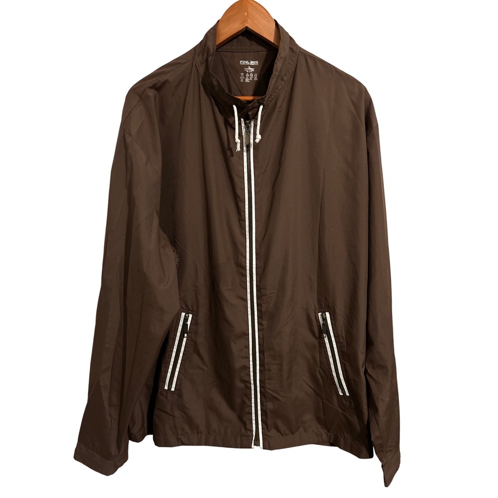 FINL 365 Finish Line Athletics Brown‎ Windbreaker Zip Pockets Men's Size XL